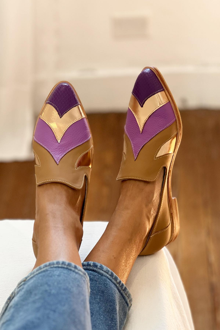 Retro Chevron Colorblock Flats