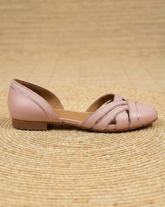 Pink Round Toe Strappy D'Orsay Versatile Casual Flats