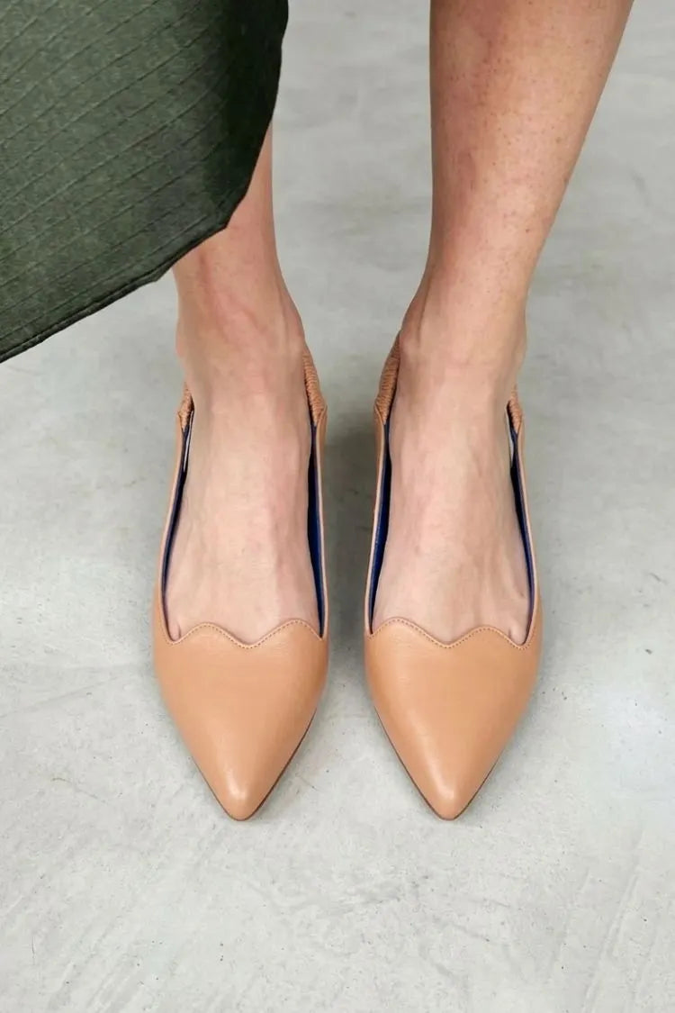 Elegant PU Leather Heart-Cut Pointed Toe Flats