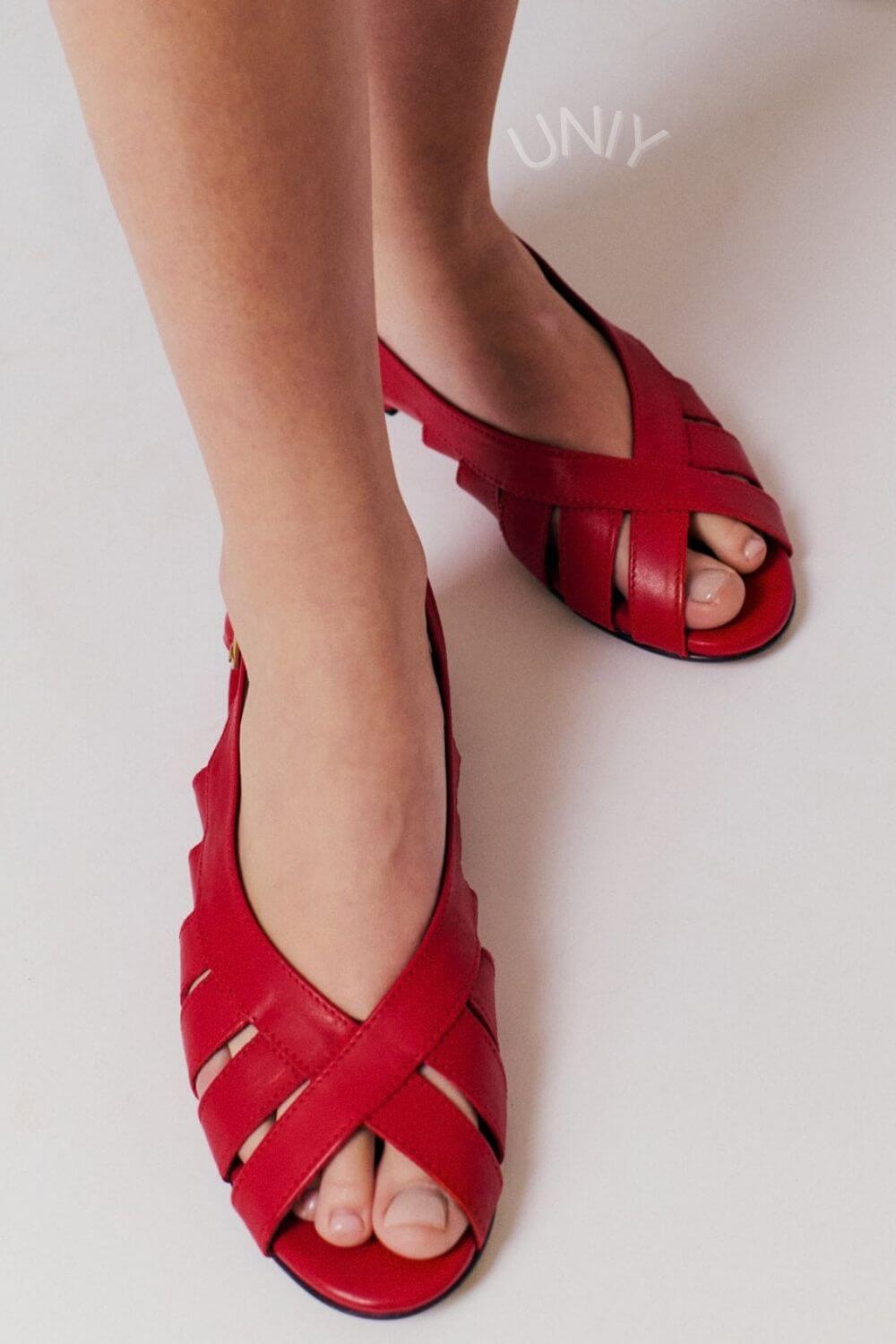 Crisscross Cutout Faux Leather Peep Toe Flats
