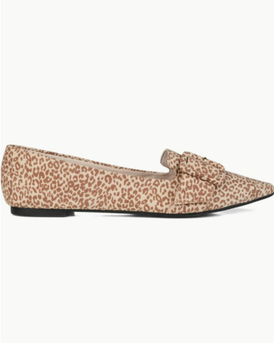 Leopard Print Pointed Toe Wide Buckle Low-Cut Flats