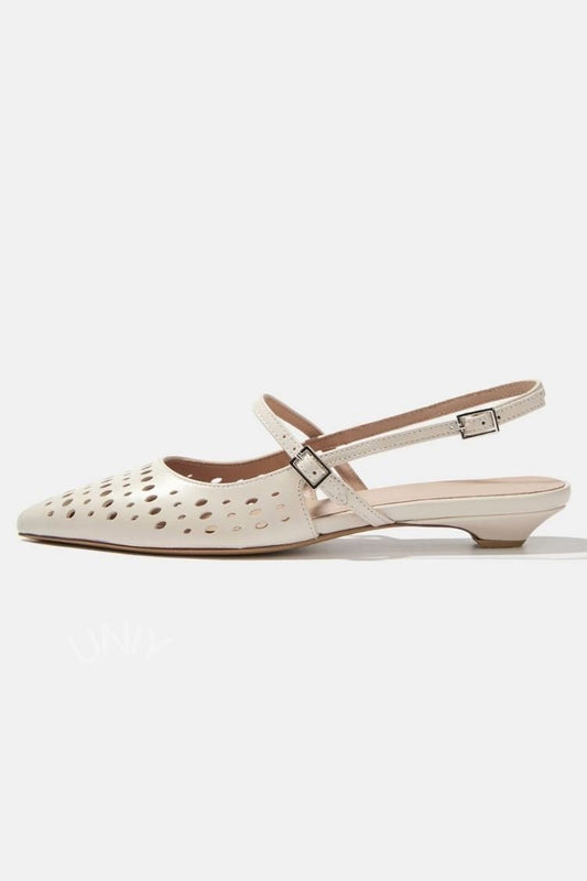 Chic Beige Pointed Toe Cutout Slingback Versatile Flats