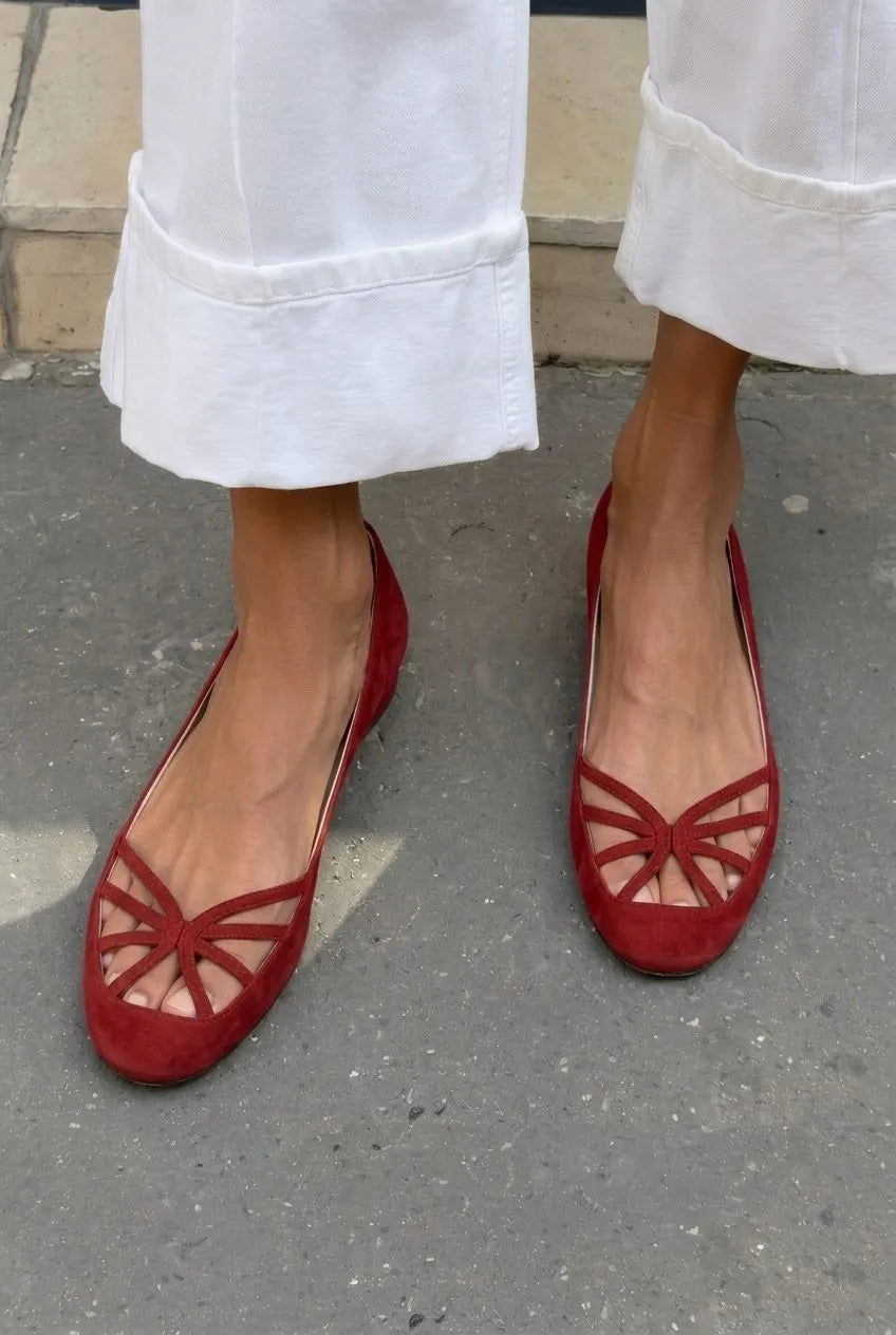 Suede Strappy Peep Toe Casual Flats