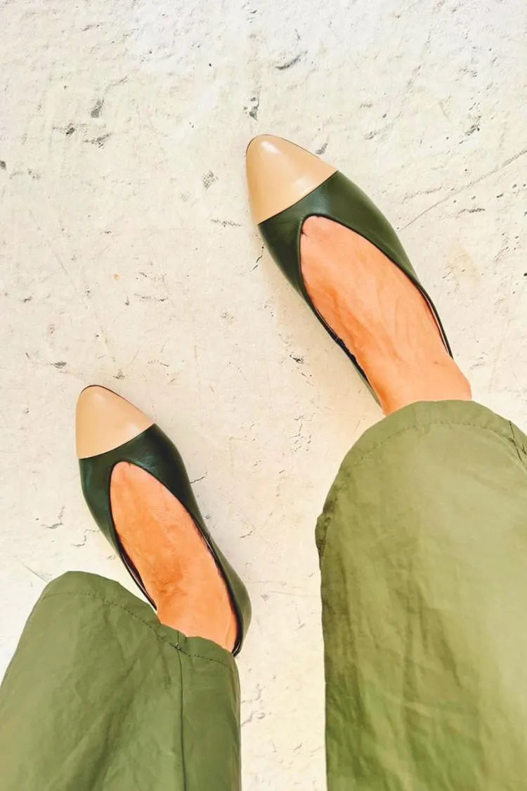 Patchwork Pointed Toe Casual Outdoor Black Flats
