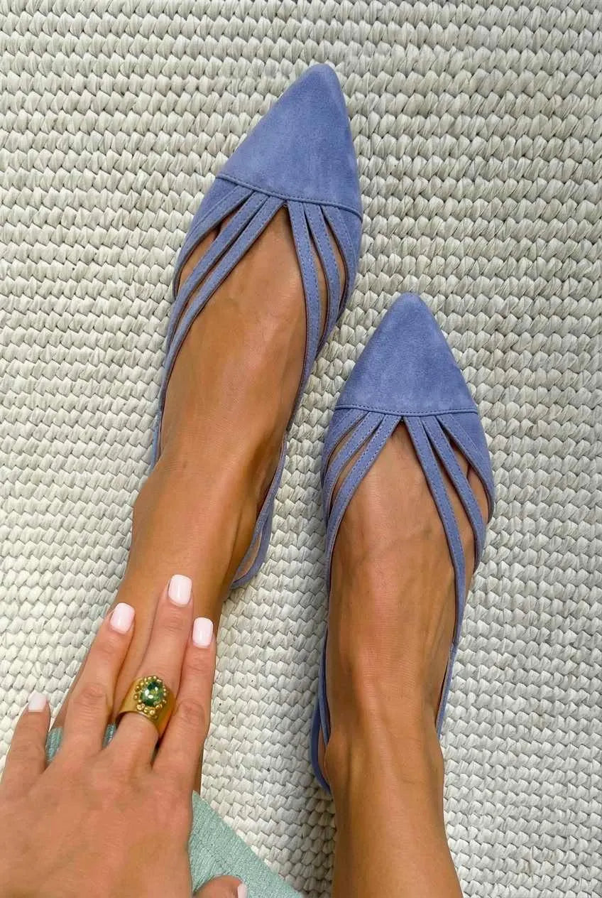 Strappy Pointed Toe Slingback Casual Flats