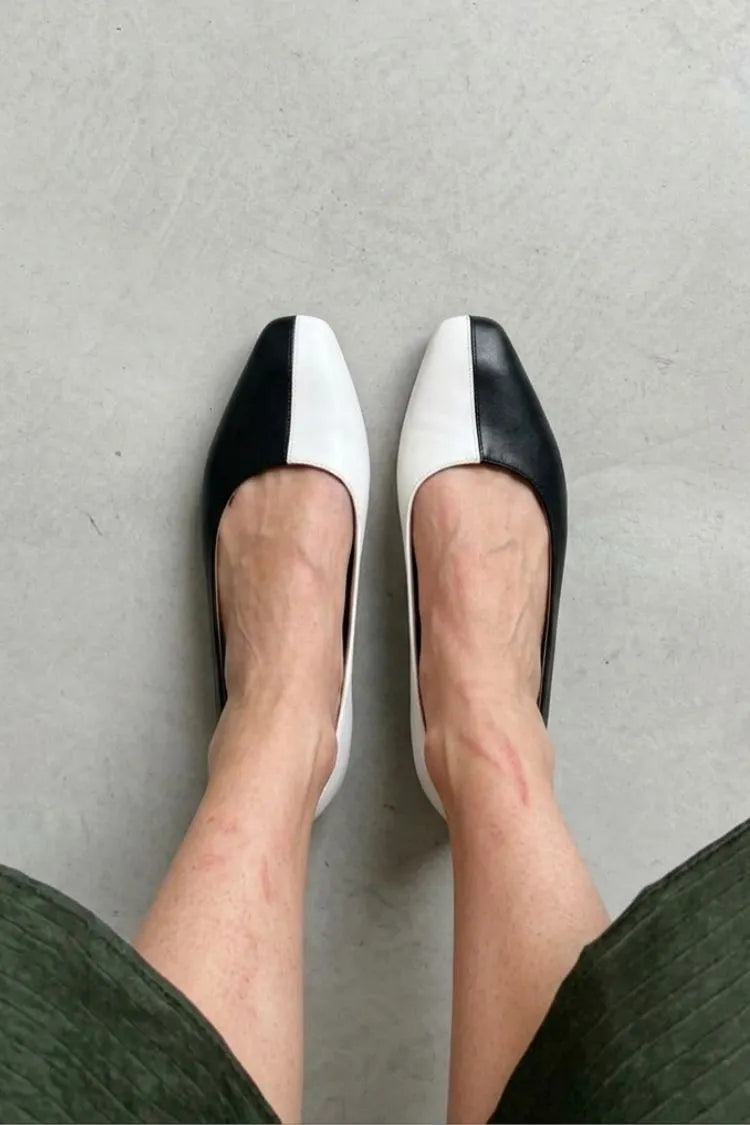 Chic Black & White Two Tone Pointed Toe Flats