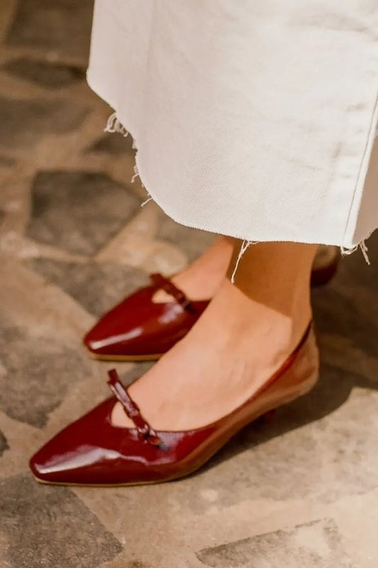 Glossy Red Patent Pointed Toe Ballet Flats