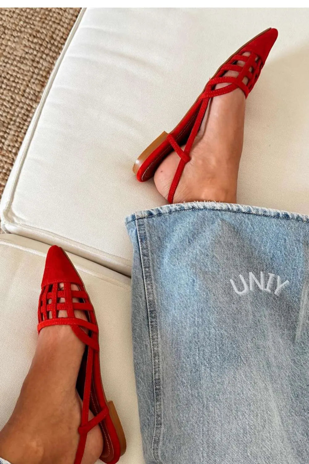 Suede Cut-Out Pointed Toe Flats
