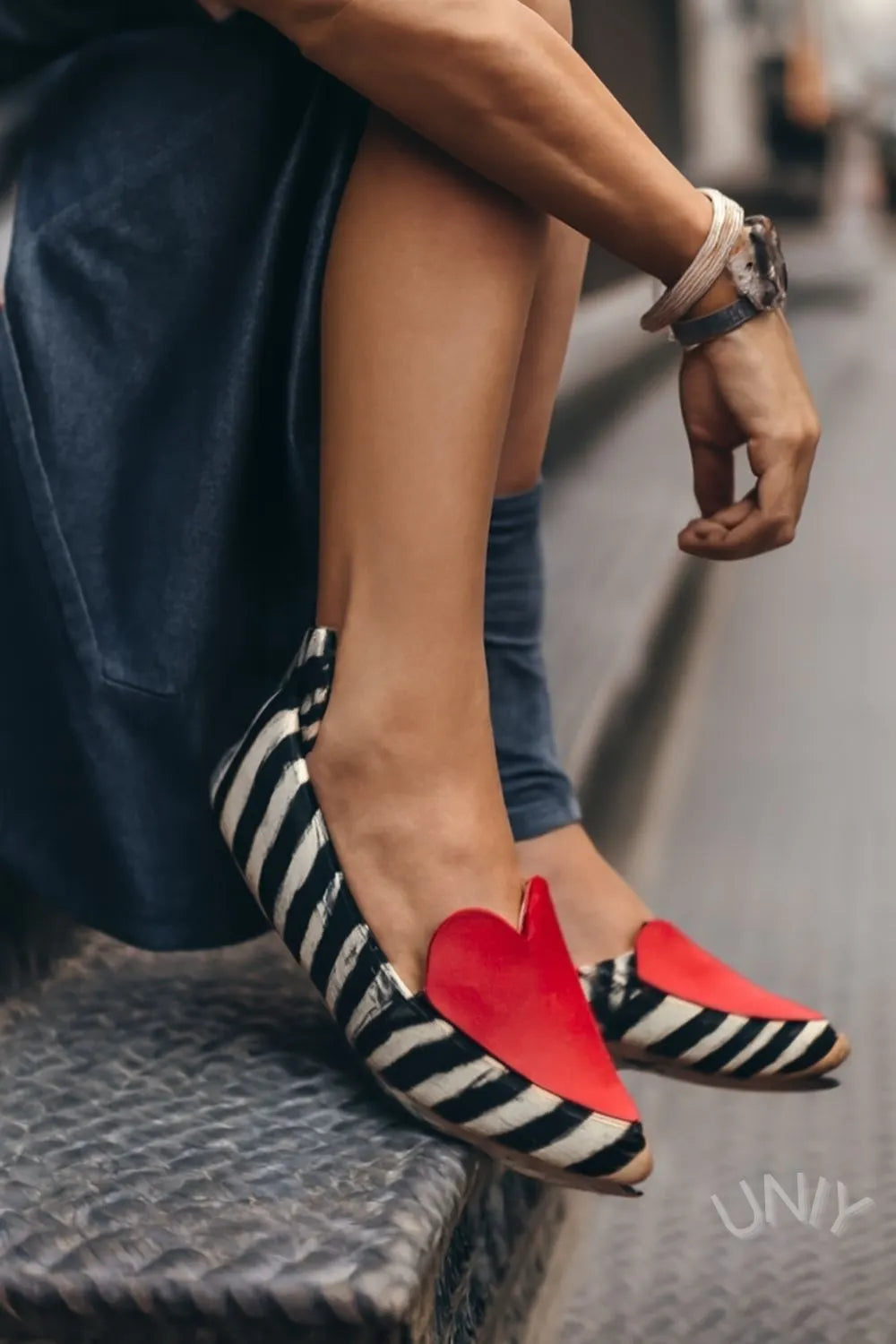 Red Heart Zebra Print Flats