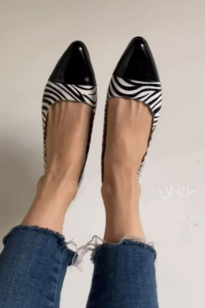 Elegant Zebra Print Pointed Toe Casual Flats