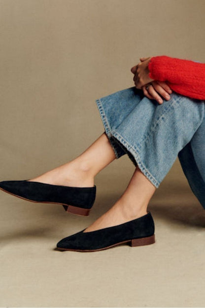 Faux Low Cut Almond Toe Flats