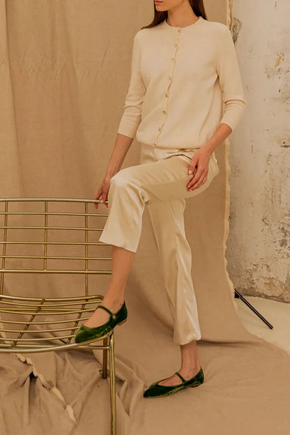 Instep Strap Buckle Plain Pointed Toe Green Flats