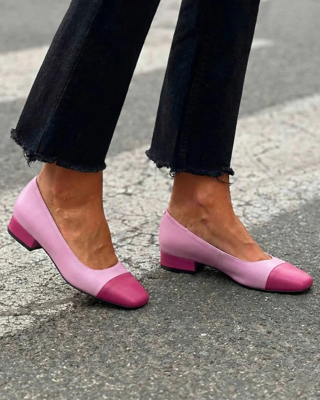 Chic Color Block Square Toe Mary Jane Flats