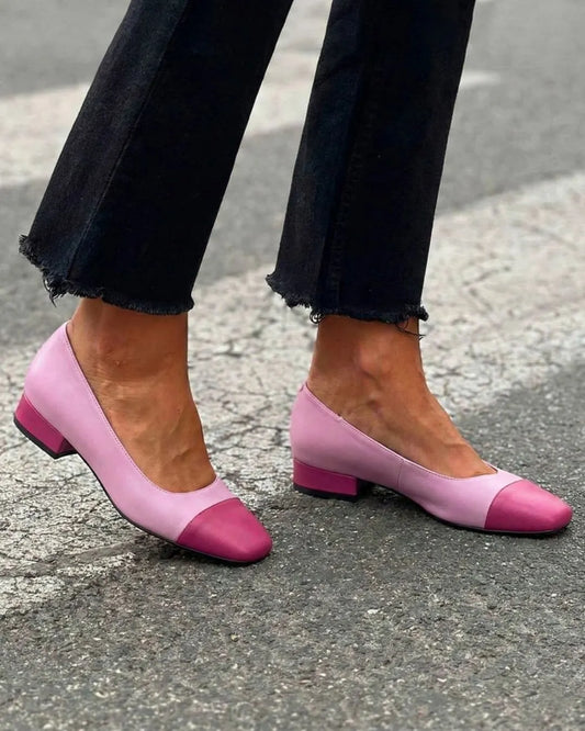 Chic Color Block Square Toe Mary Jane Flats