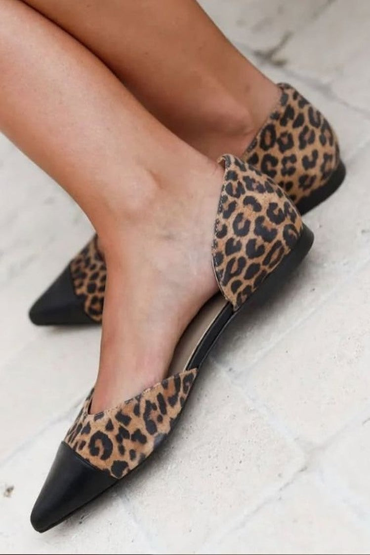 Leopard Print Black Cap Toe Flats