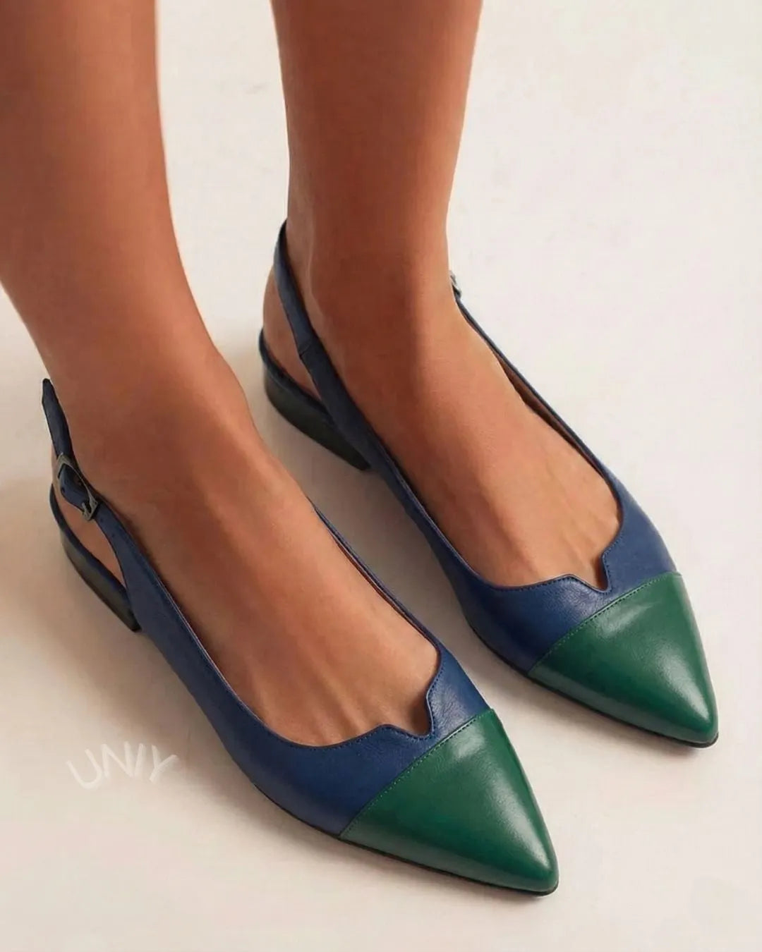 Retro Two Tone Pointed Toe Slingback Ballet Flats