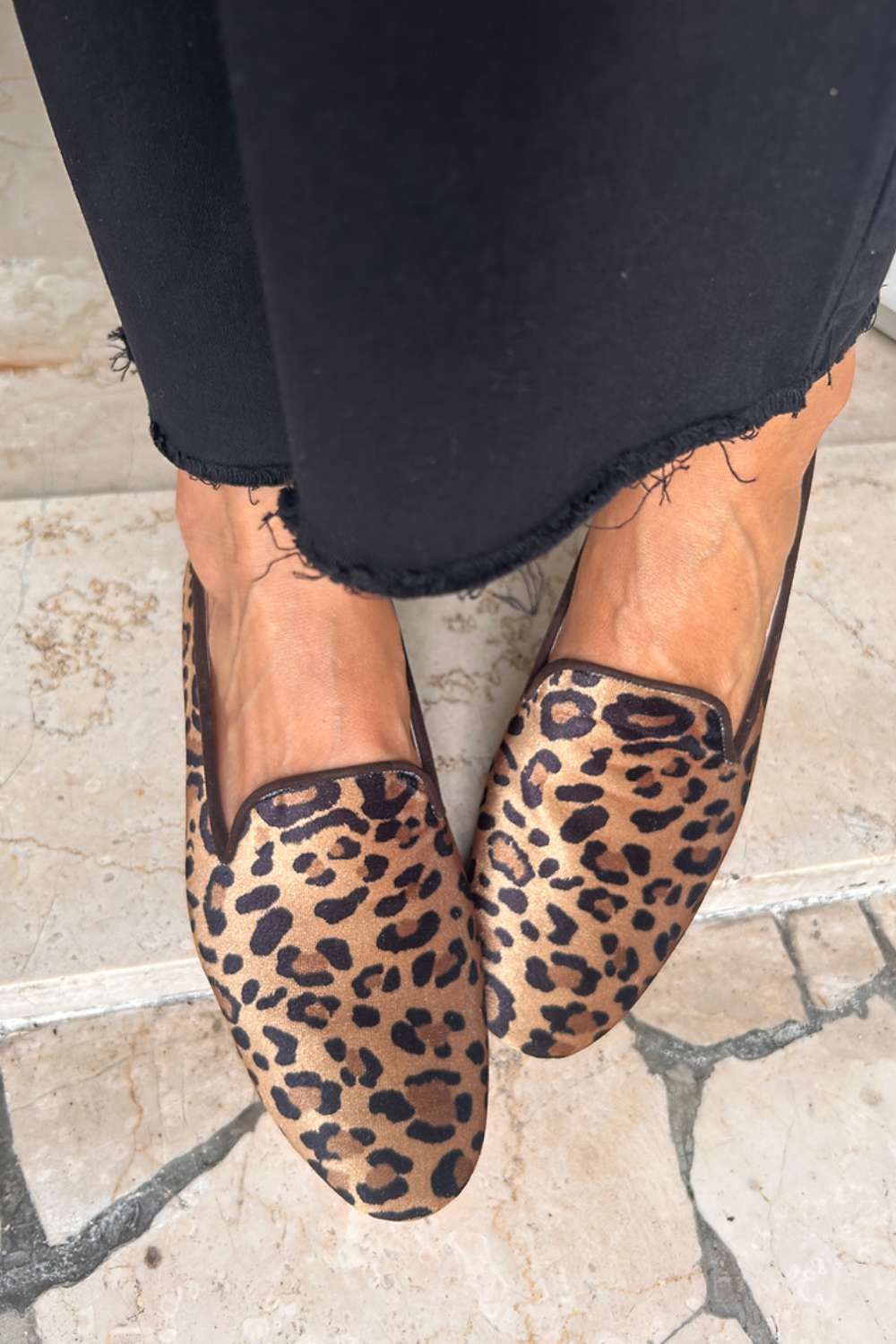 Leopard Print Satin Pointed Toe Flats