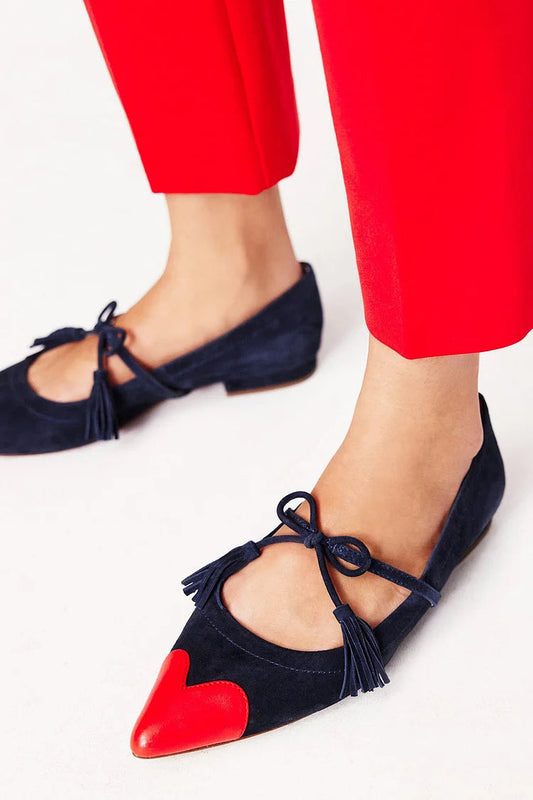 Color Block Bowknot Decor Pointy Toe Black Flats