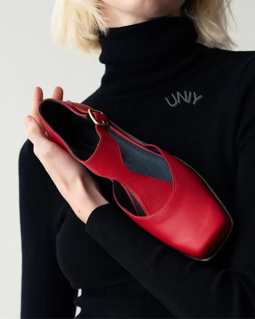 Leather Square Toe T-Strap Buckle Ankle Mary Jane Flats