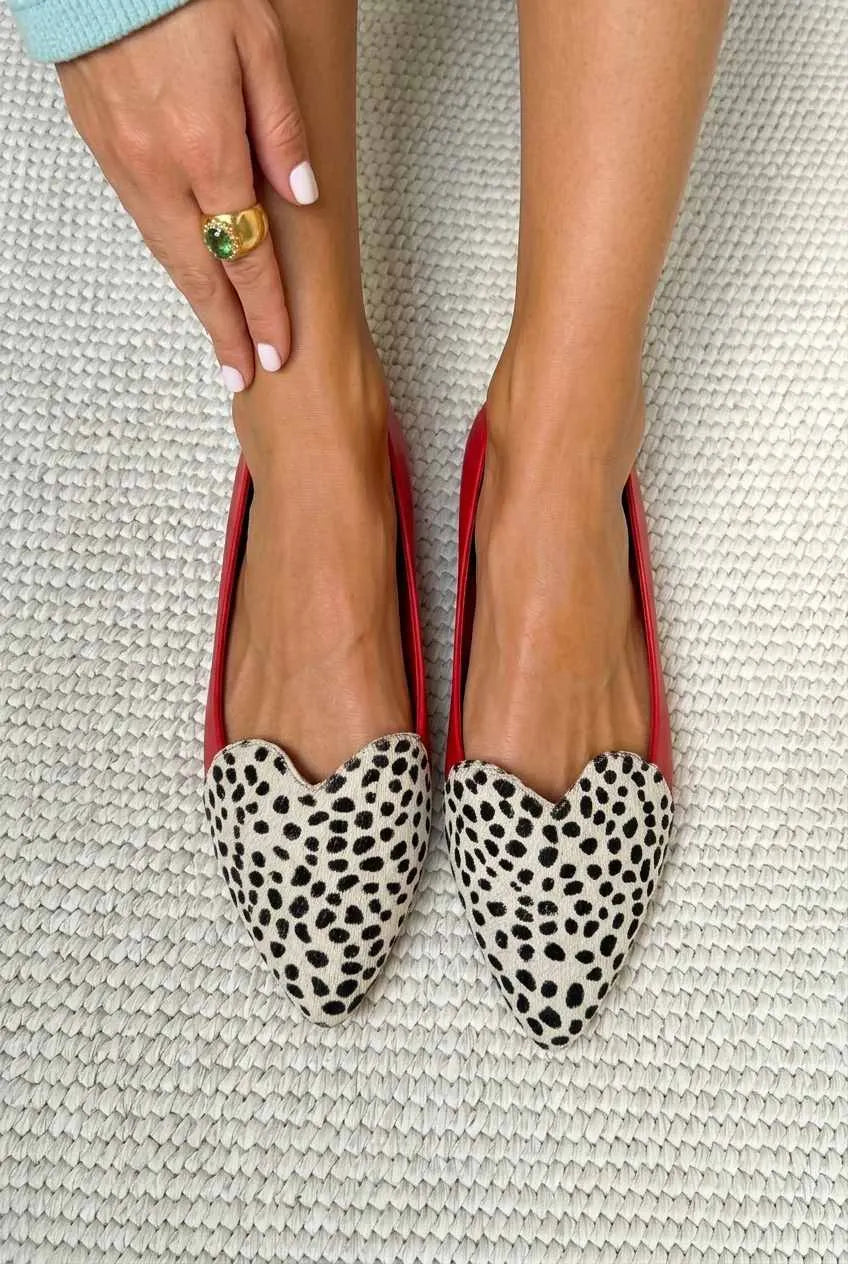 Heart Cutout Pointed Toe Slip On Flats