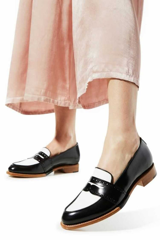 Leather Colorblock Penny Loafer Flats