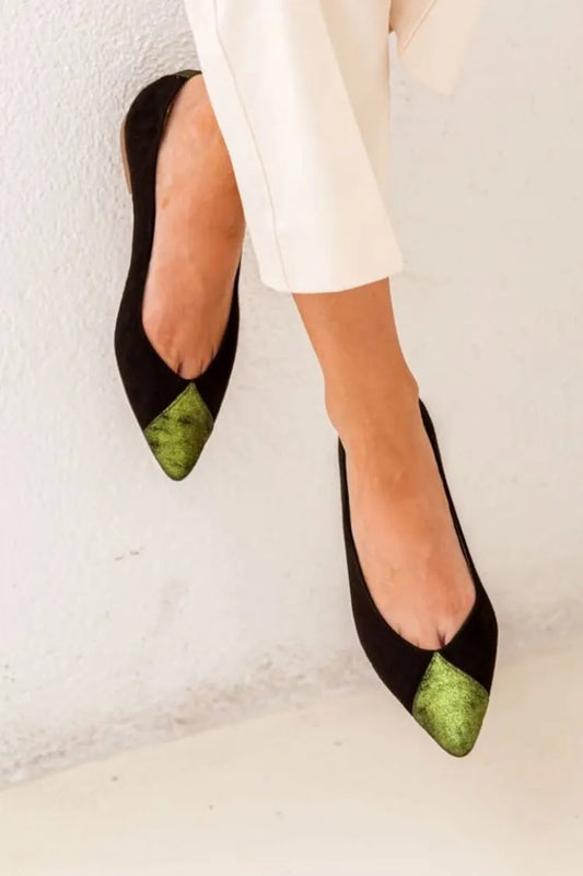Contrast Panel Pointed Toe Elegant Versatile Slip-On Flats