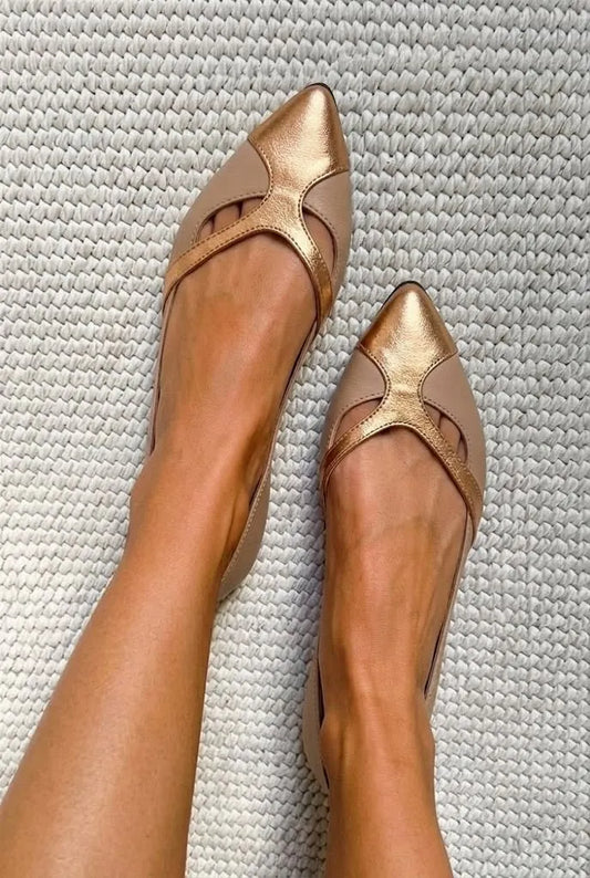 Contrast Strappy Pointed Toe Flat Dressy Flats
