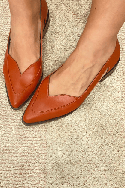 Cut Out Pointed Toe Slip On Casual Navy Flats
