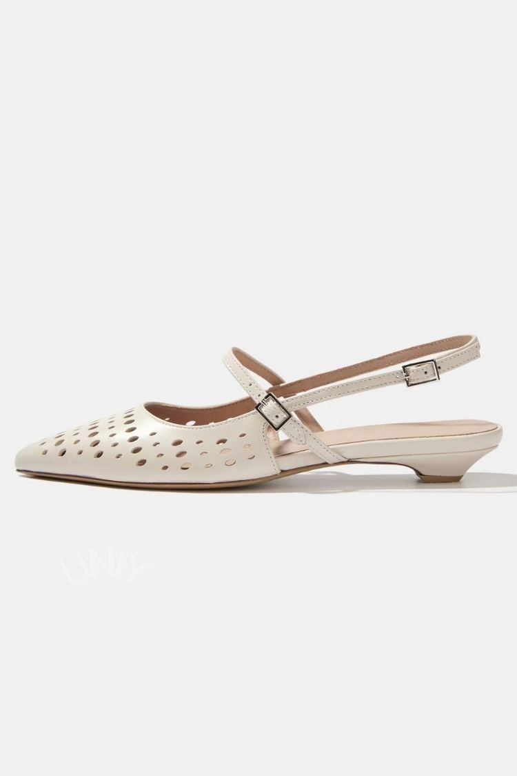 Chic Beige Pointed Toe Cutout Slingback Versatile Flats