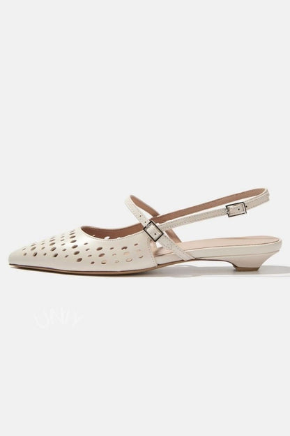 Chic Beige Pointed Toe Cutout Slingback Versatile Flats