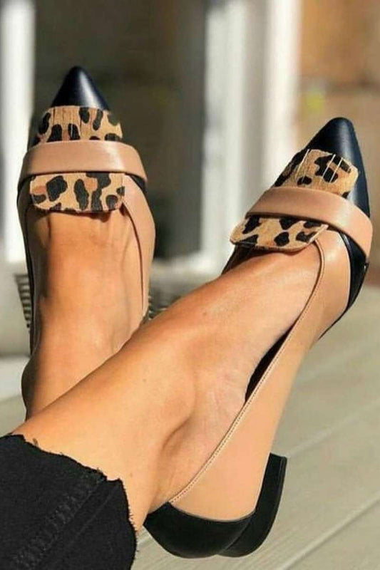 Suede Leopard Patch Black Pointy Flats