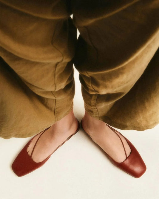 Vintage Square Toe Minimalist Slim Strap Slingback Flats