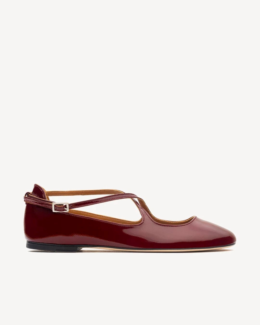 Vintage Burgundy Patent Crisscross Strap Mary Jane Flats