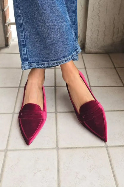 Luxurious Velvet Slip-On Pointed-Toe Flats