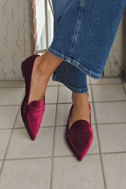 Luxurious Velvet Slip-On Pointed-Toe Flats