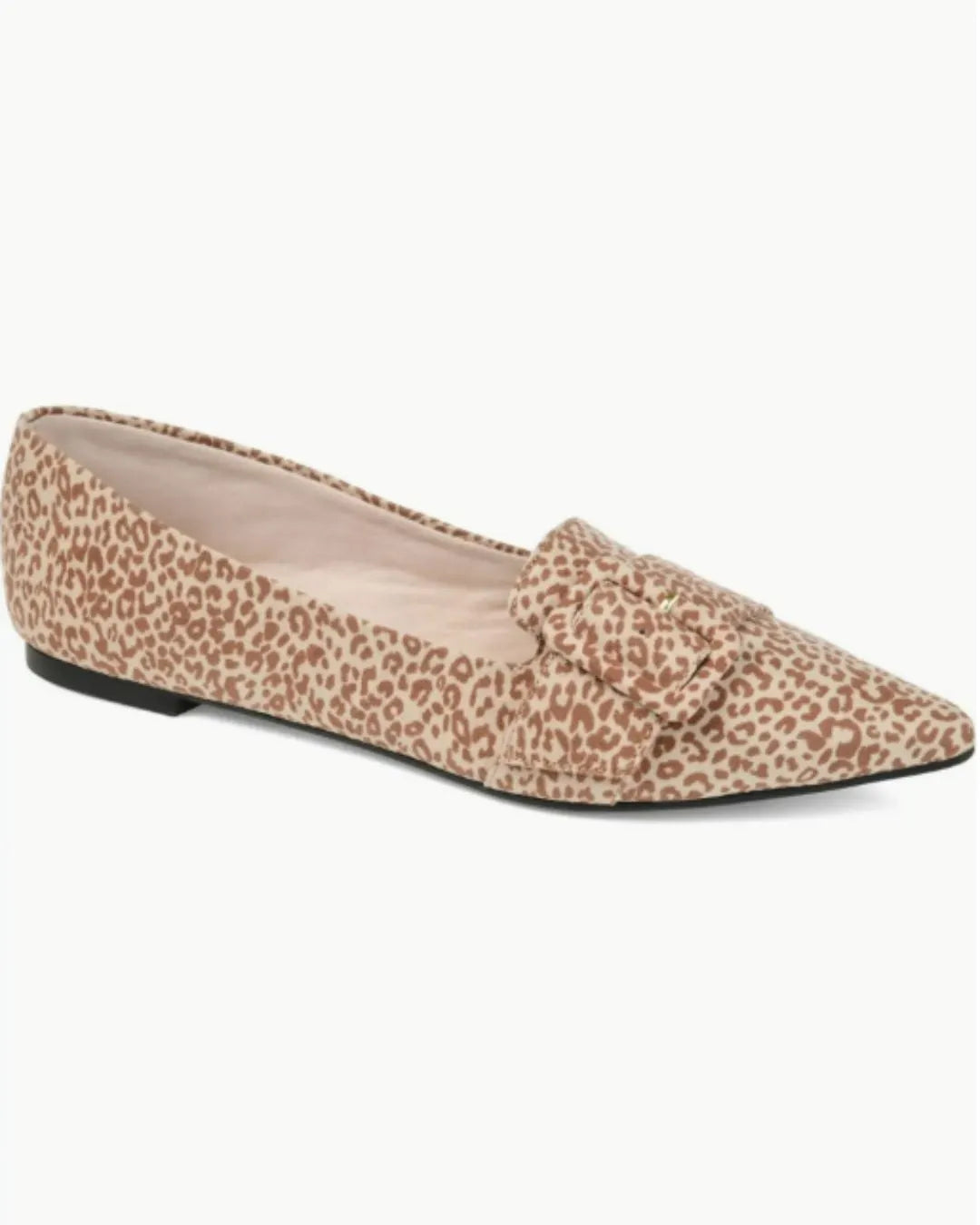 Leopard Print Pointed Toe Wide Buckle Low-Cut Flats