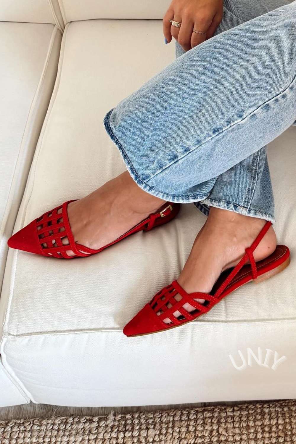 Suede Cut-Out Pointed Toe Flats