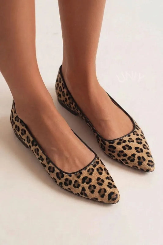 Vintage Leopard Print Pony Hair Pointed Toe Flats